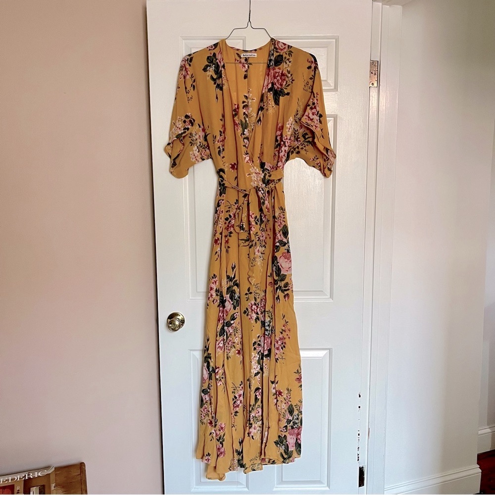 Yellow floral Reformation wrap dress